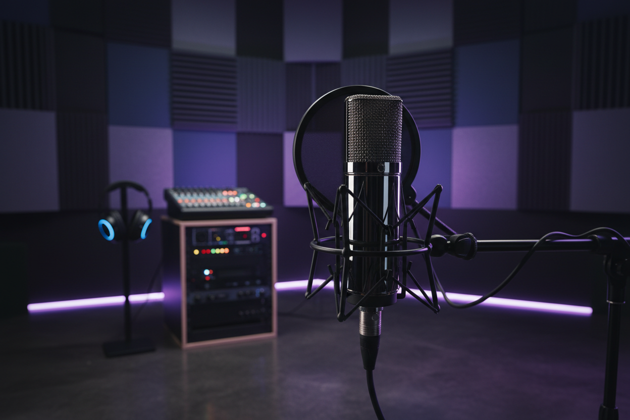 Home studio setup for recording professional rap vocals with Voicey Audio